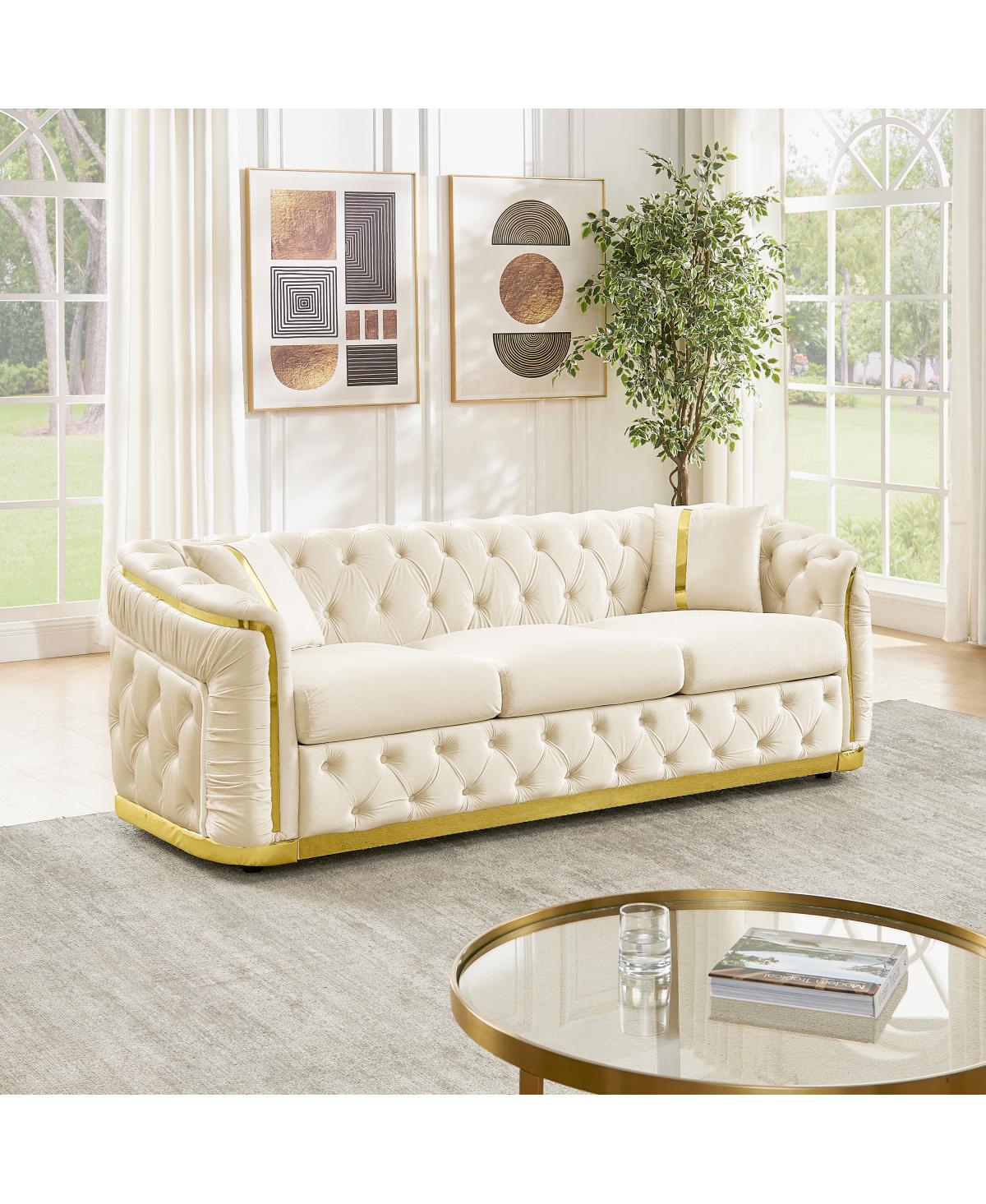 Streamdale Furniture 84.6" 3 Seater Mid Century Modern Chesterfield Sofa