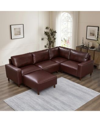Modern Luxury 5-Piece Modular Sectional Sofa with Ottoman