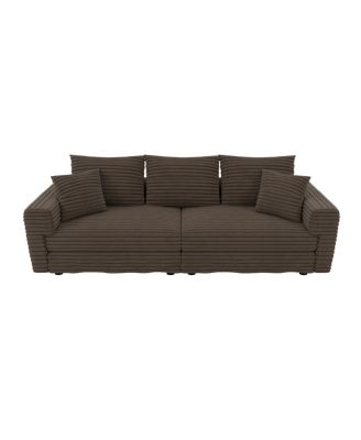 82.7" Plush Corduroy 3-Seat Sofa with Movable Ottoman