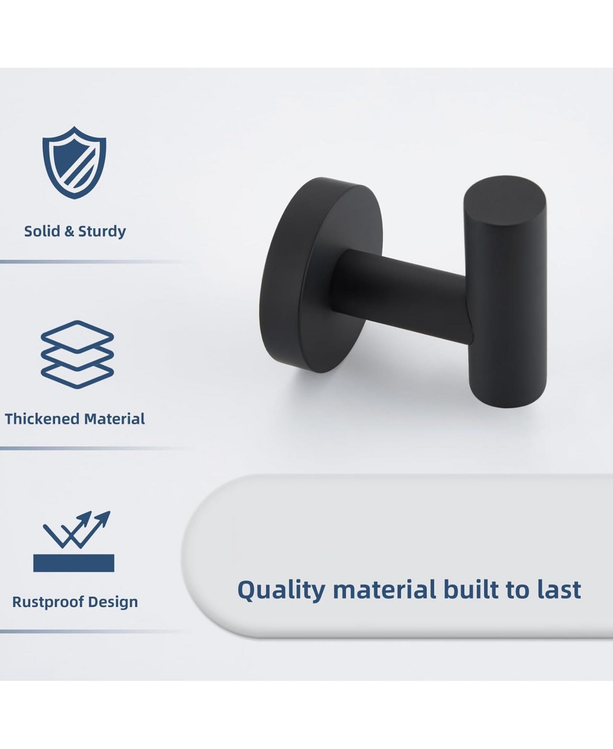 Rainsken 6-Pack Wall-Mounted Stainless Steel Hooks, Bathroom Towel & Coat Hook for Bathroom, Bedroom, Kitchen