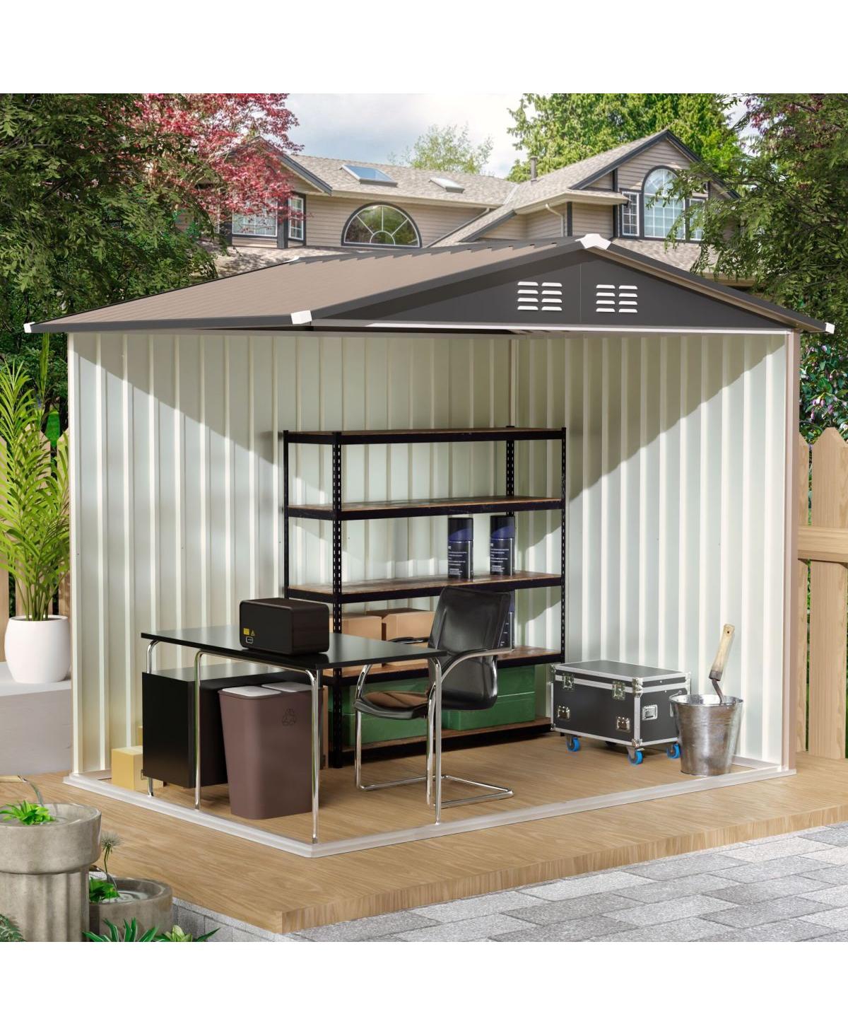 Streamdale Furniture 8FT x 6FT Apex Roof Garden Shed - Galvanized Steel Storage House