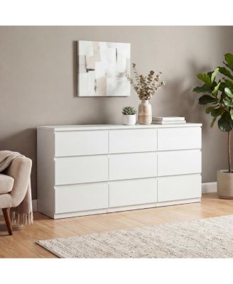 9-Drawer Modern Matte Wood Dresser for Bedroom & Living Areas