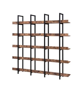 5 Tier Vintage Industrial Bookcase with Metal Frame & MDF Board