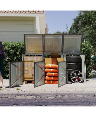 Garbage Bin Shed for 3 Cans, Lockable, Waterproof