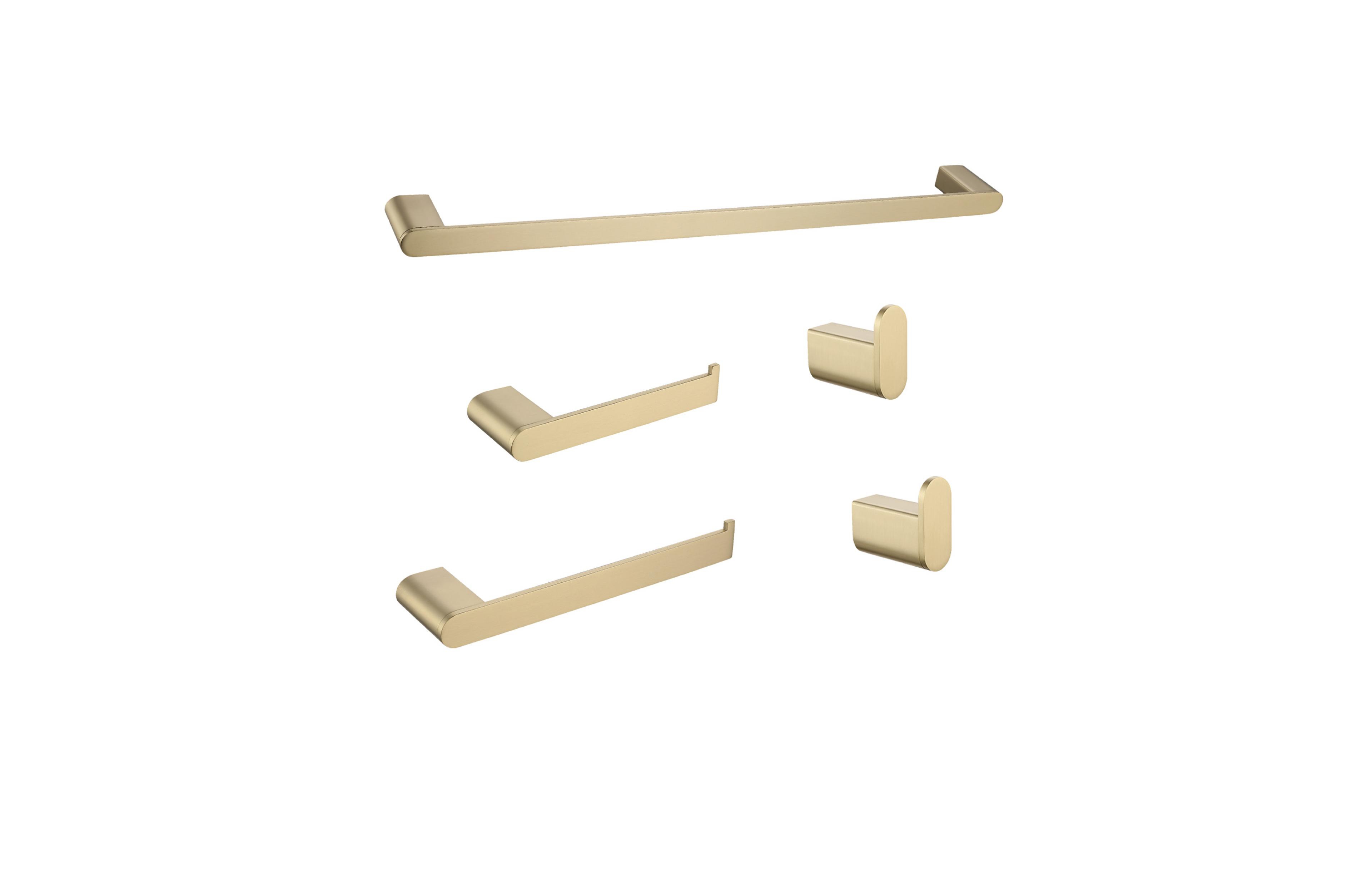 Rainsken 5- Piece Bathroom Accessories Set, Stainless Steel Bathroom Hardware Set, Bath Towel Bar, Towel Hooks and Towel Racks (Brushed Gold)