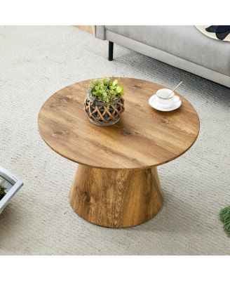 Natural Wood Grain MDF Round Coffee Table