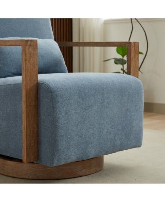 29.72"W Swivel Upholstered Accent Chair with Solid Wood Armrests