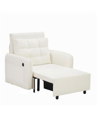 3-in-1 Sleeper Chair Bed, 80" Extra Long Pull Out Sofa with USB Charging & Storage