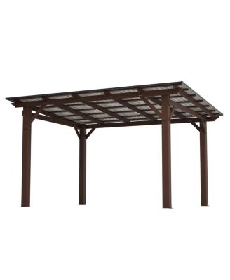 13x10ft Wooden Garden Gazebo with Metal Roof Outdoor Patio Shade Structure