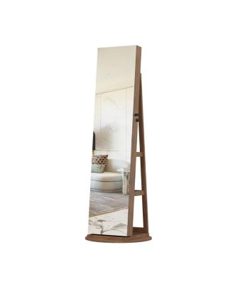 360° Swivel Jewelry Cabinet with Full Length Mirror & Lockable Storage