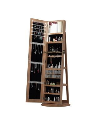 360° Swivel Jewelry Cabinet with Full Length Mirror & Lockable Storage