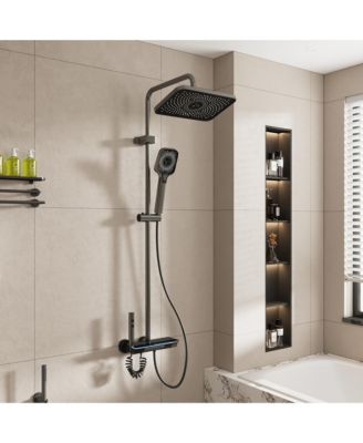 Adjustable Height 4-In-1 Shower System With LED Temperature Display