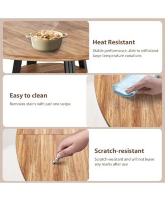 Round Dining Table for 4-6 47.2 Inch Farmhouse Kitchen Table with Storage Circle Dinner Tables for Kitchen Dining Room Living Room