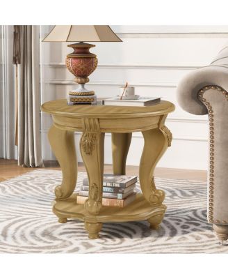 22" Two Tone Round End Table with Shelf