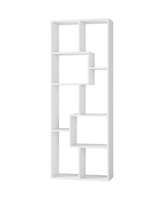 5 Tier Wood Asymmetrical Display Shelf & Bookcase