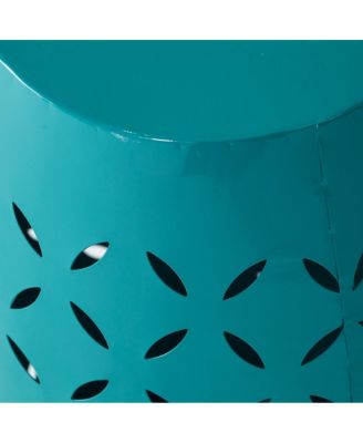 Sculptural Barrel Side Table with Laser-Cut Floral Motifs