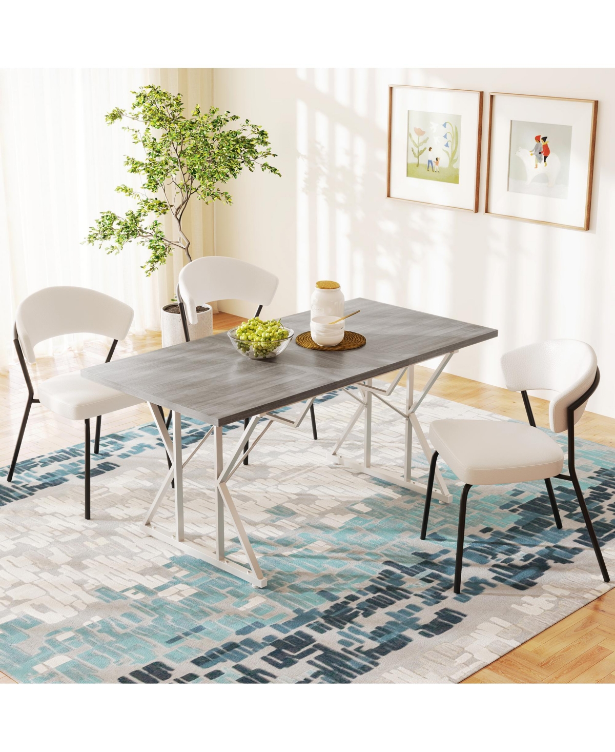 Homcom 47"-63" Expandable Dining Table Extendable Kitchen Table Distressed