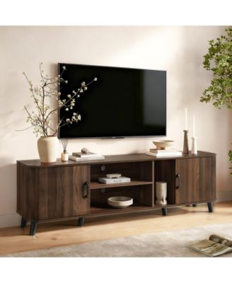 Dark Oak Manufactured Wood 71-Inch Wide TV Console Cabinet