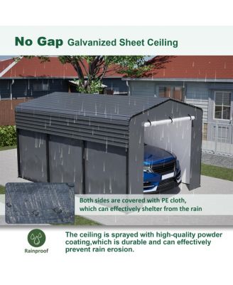 10x15 FT Metal Carport with Waterproof Cloth & Steel Roof