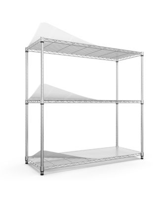3 Tier Wire Shelving Unit, Heavy Duty Metal Rack, Adjustable Shelves Organizer Rack with Shelf Liners, 1050 LBS Capacity for Garage - Chrome