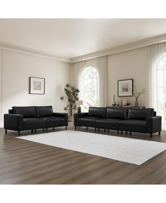 Luxury Two Pieces Sofa & Loveseat, Faux Leather Couch
