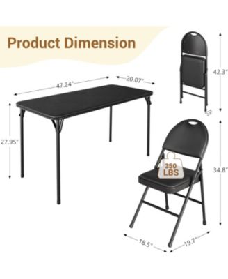 4FT Folding Table and Chairs Set of 5 Portable Card Table and Chairs Padded Table and Chair Dining Set for Picnic Event Training