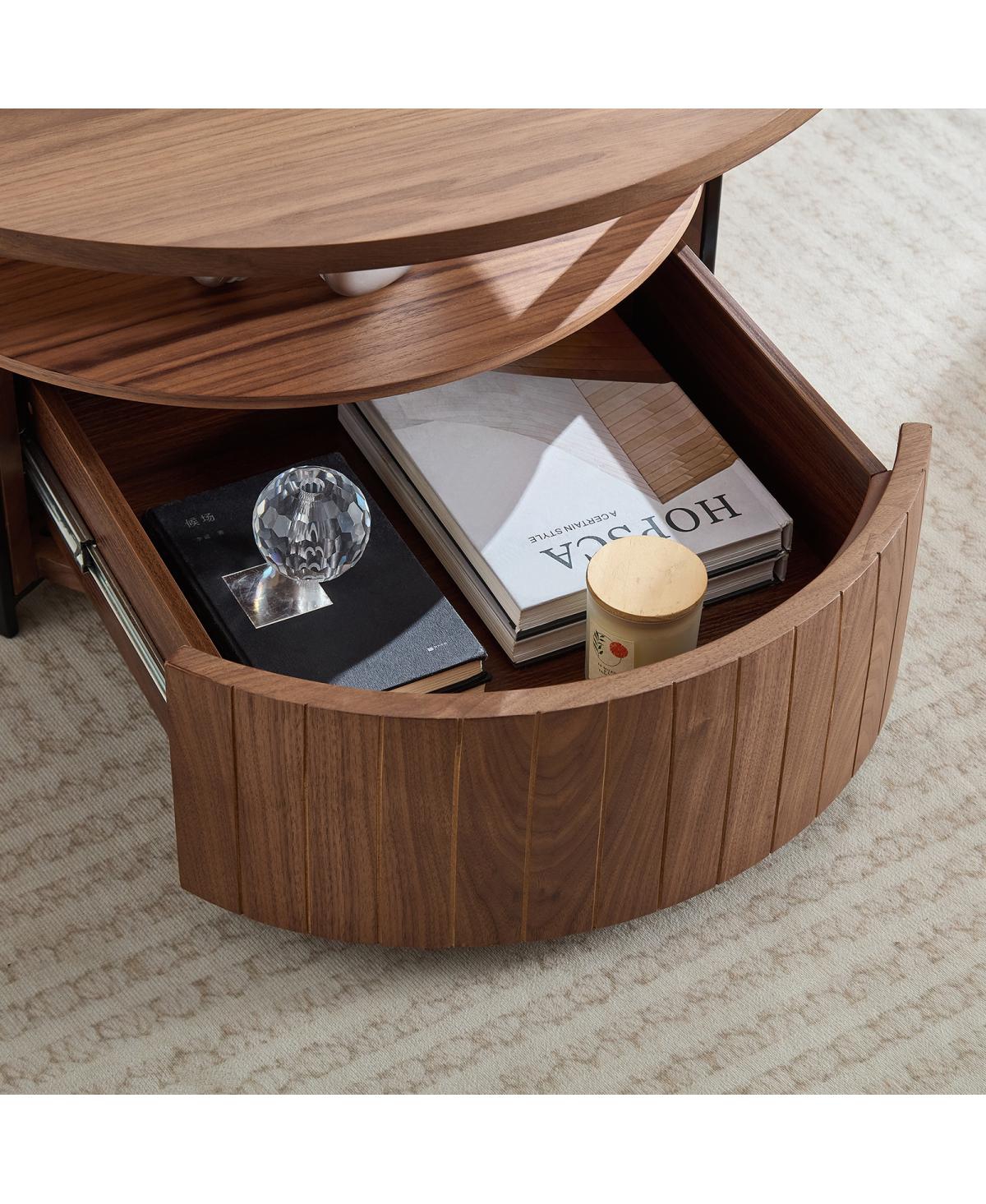 Streamdale Furniture Wood Coffee Table Round, Rustic Charm For Living Room Decor