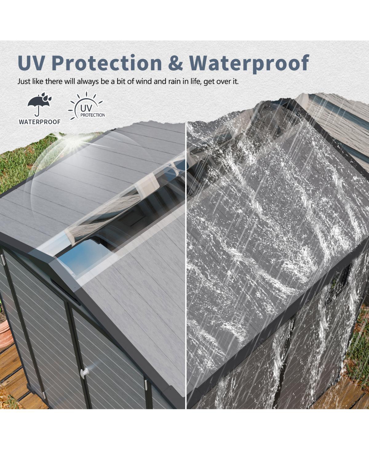 Streamdale Furniture 6x6 Ft Plastic Outdoor Storage Shed - Lockable Resin Tool Shed