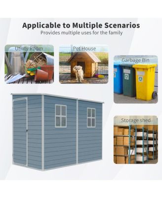 4x8ft Outdoor Resin Storage Shed with Two-Window, Waterproof, Lockable Doors