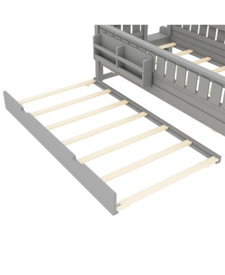 Twin Bed with Bookshelves, Staircase, Trundle.