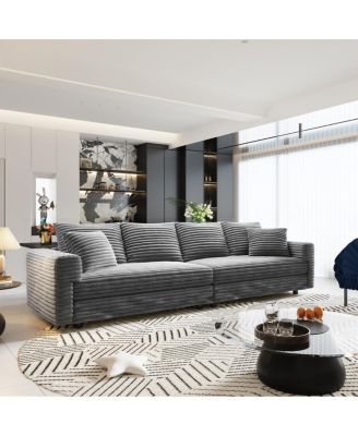 Plush Corduroy 4-Seat Sofa, Modern Comfy Upholstered Cloud Couch