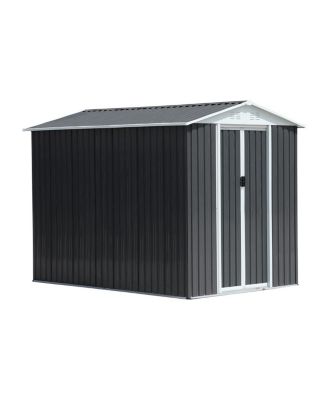 Waterproof Outdoor Bike Storage Shed 6x9FT Grey Apex Roof Aluminum Frame