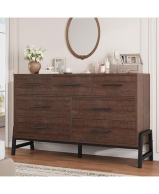 7 Dresser for Bedroom, Freestanding 52 in Wide Drawer Dresser with Storage, Wooden Closet Storage Chest for Living Room, Bedroom, Entryware