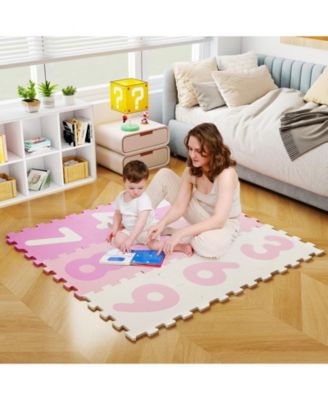 9-Piece Interlocking Foam Puzzle Floor Mat with Marker Discs