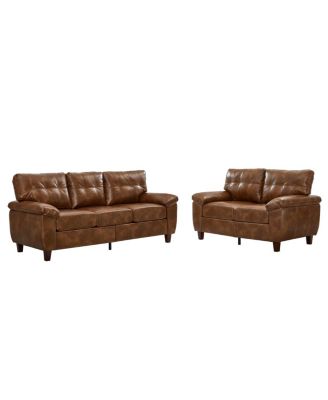 Modern Faux Leather 3-Seater & Loveseat Sofa with Storage