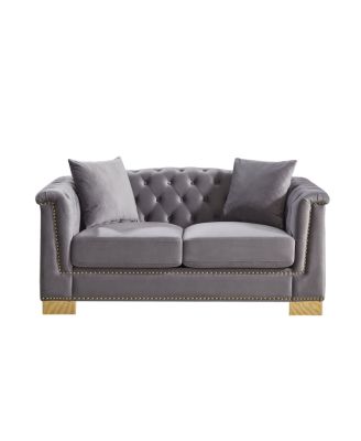 62" Velvet Chesterfield Sofa, Classic Modern Two Seater