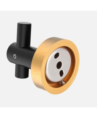 2-Pack Round Base Wall Hanging Hook, Stainless Steel Clothes Hook for Bathroom, Kitchen and Bedroom - Black+Gold