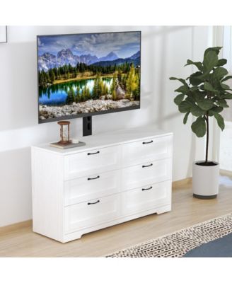 Entertainment Center with Mount: TV Stand Features 6 Drawers, Height-Adjustable Mount for 32/45/55/65/75/80 Inch TVs