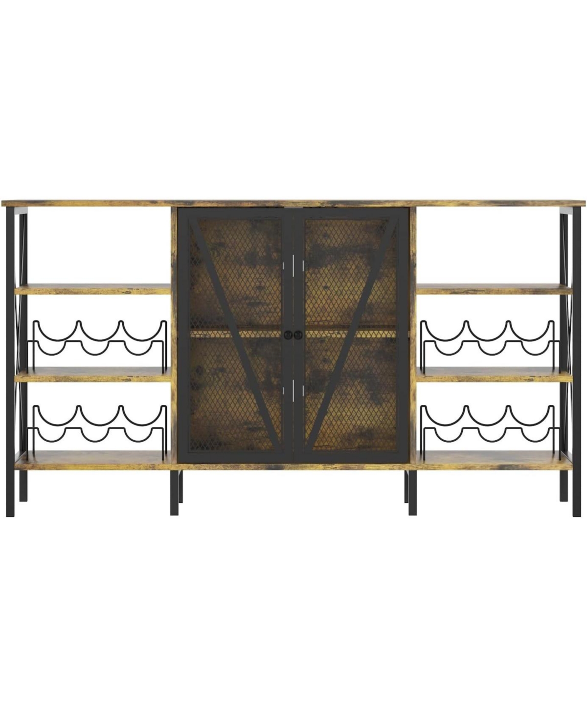 gaomon Farmhouse Wine Bar Cabinet with Wine Rack and Glass Holder Rustic Coffee Bar with Led Light Metal Sideboard and Liquor Table Cabinet