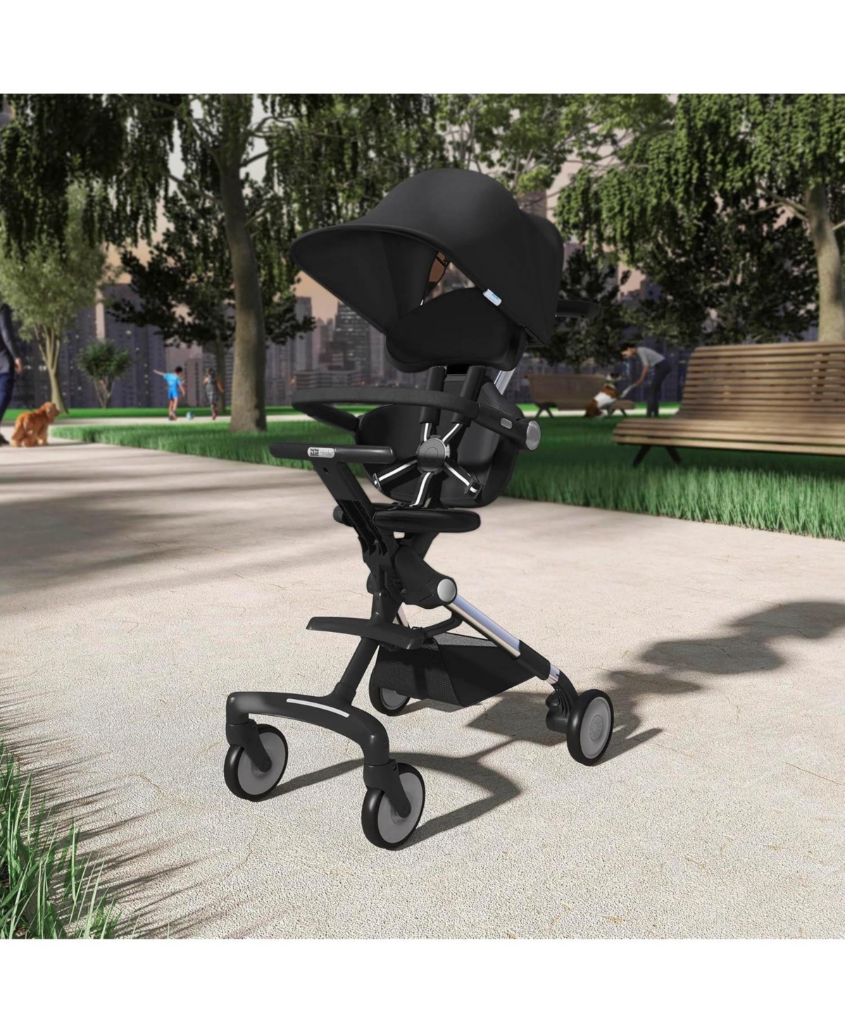 Dream On Me Baby evolur Velo Rider stroller: lightweight for ages 6–36 months with one-hand fold, footrest, rear platform, and 5-point harness.