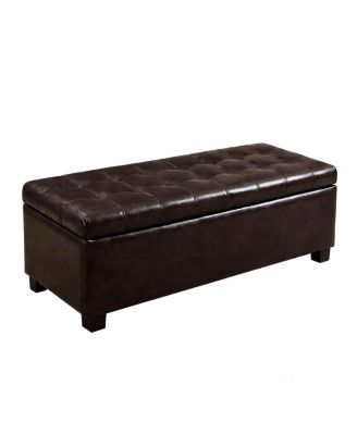 Storage Ottoman Bench, Tufted Entryway, 49.75", Hinges, Wooden Legs