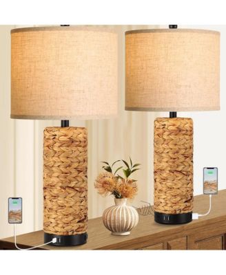 25.5-Inch Tall Farmhouse Rustic Table Lamps Set of 2 for Living Room, 3-Color Temperature Dimmable Country Antique