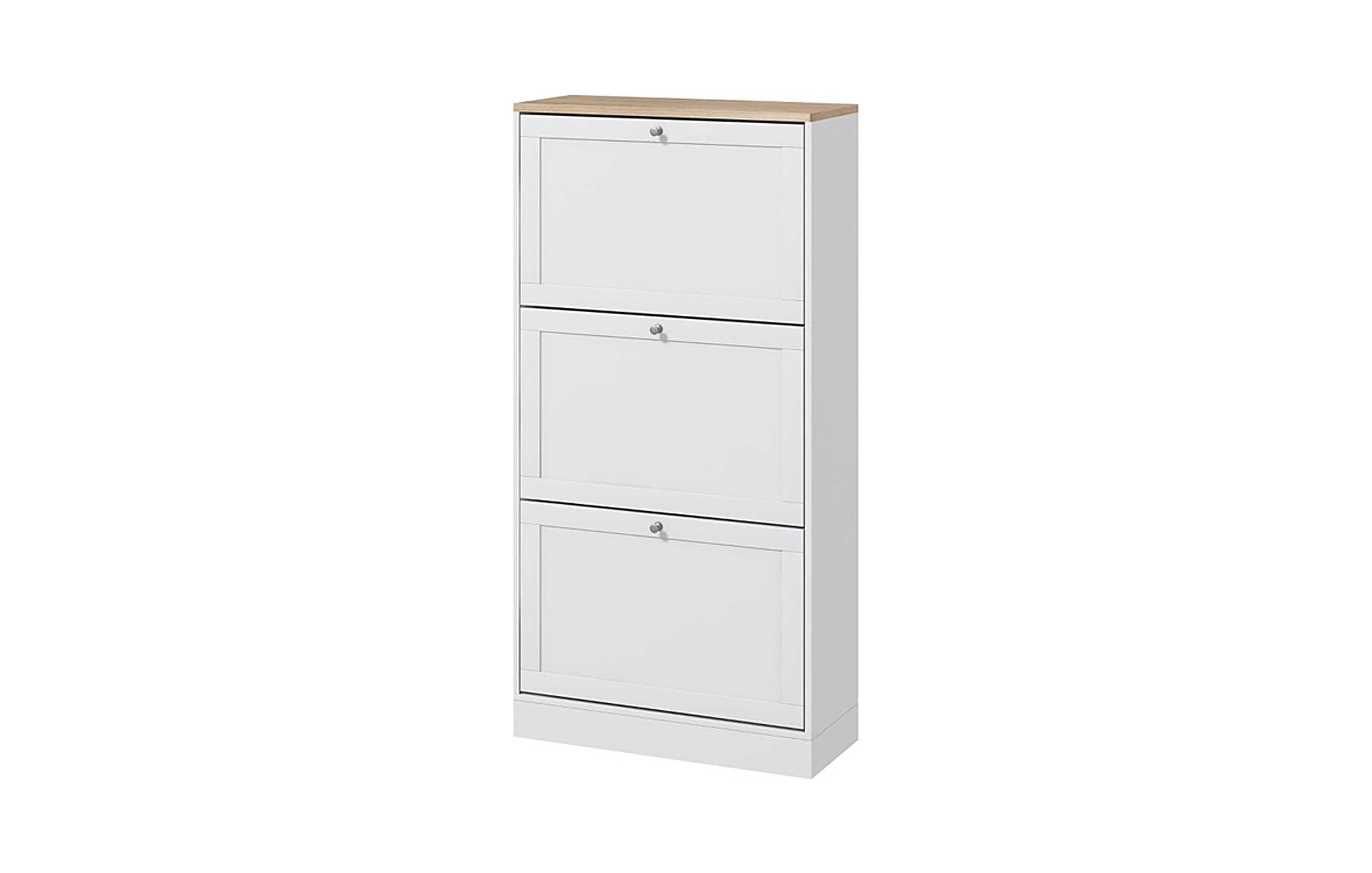 Rainsken Modern Narrow Shoe Cabinet, Hidden Shoe Storage Organizer for 18 Pairs of Shoes with 3 Flip Drawers and Adjustable Shelves for Entryway