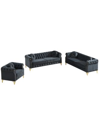 Customizable Armrest Sofa with Velvet Fabric