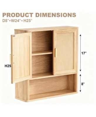 Linen-Style Wall Cabinet with Adjustable Shelves for Bathroom, Kitchen, Living Room