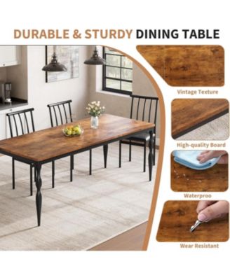 71 Inch Rectangular Dining Table for 6 Rustic Farmhouse Kitchen Table with Large Tabletop Long Wooden Dining Room Table with Heavy Duty Legs