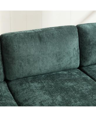 Modern Storage Sofa with Dual USB, 2 Side Pockets, Ottoman Storage Bench