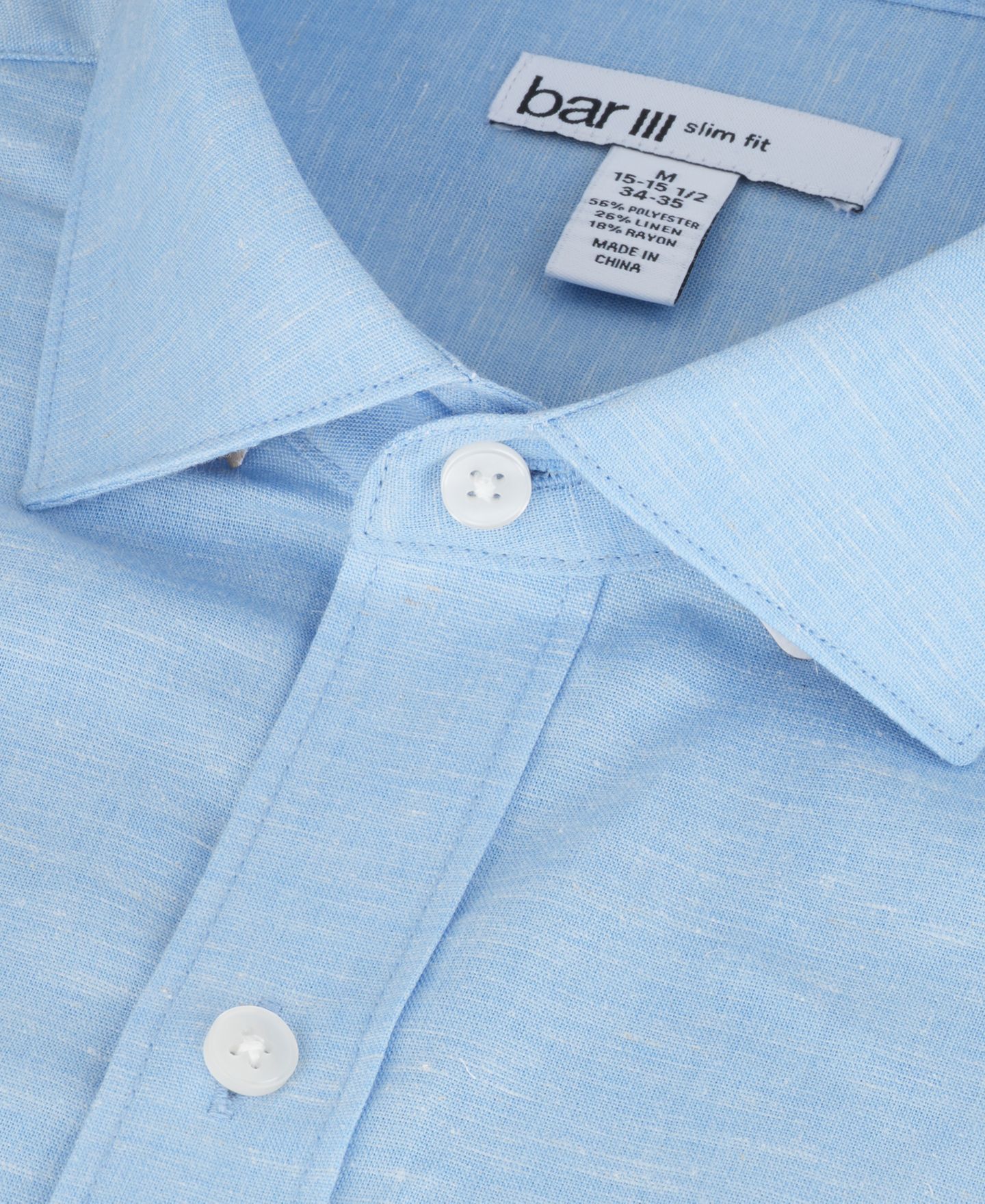 Мужская рубашка Bar III Slim-Fit Linen Dress Shirt, цвет: Синий — фото 8