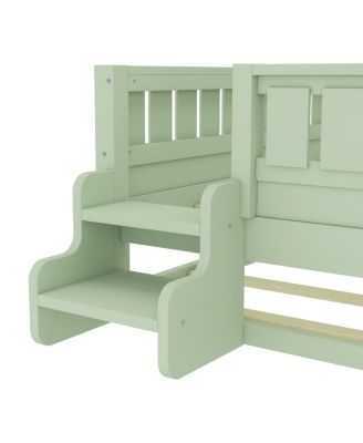 Twin Bookshelf Bed with Staircase, Trundle