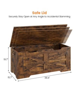 39.4-Inch Wooden Toy Chest & Storage Bench, Safety Hinge for Kids  Room